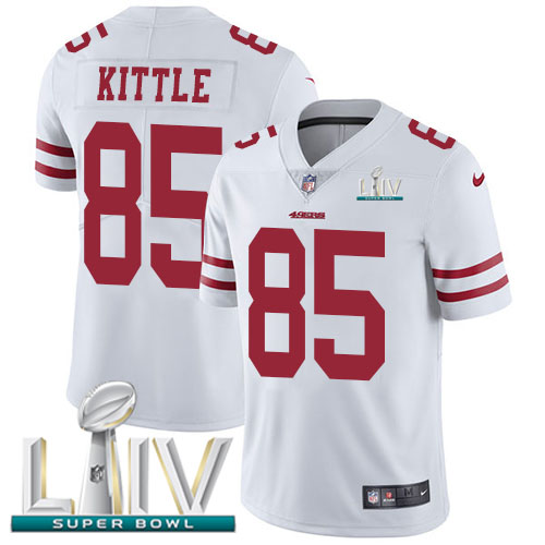 San Francisco 49ers Nike #85 George Kittle White Super Bowl LIV 2020 Men Stitched NFL Vapor Untouchable Limited Jersey